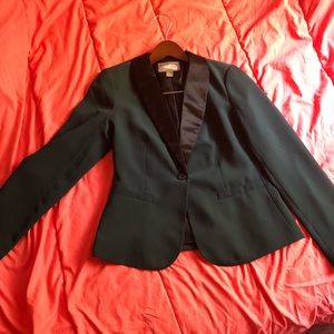 Dark green tuxedo style blazer